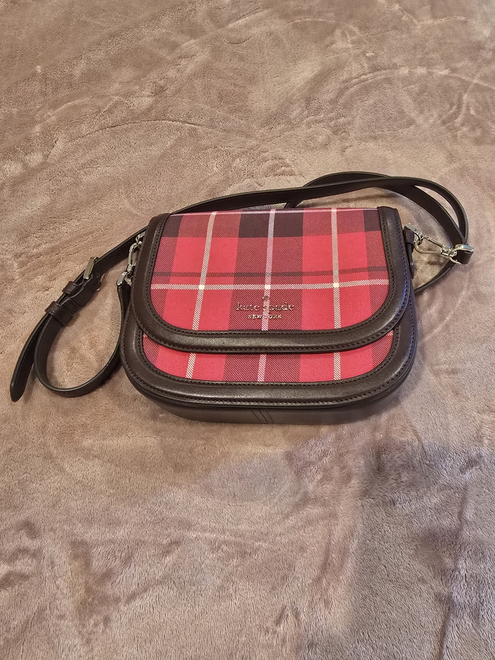 kate spade New York Red Plaid Crossbody Bag